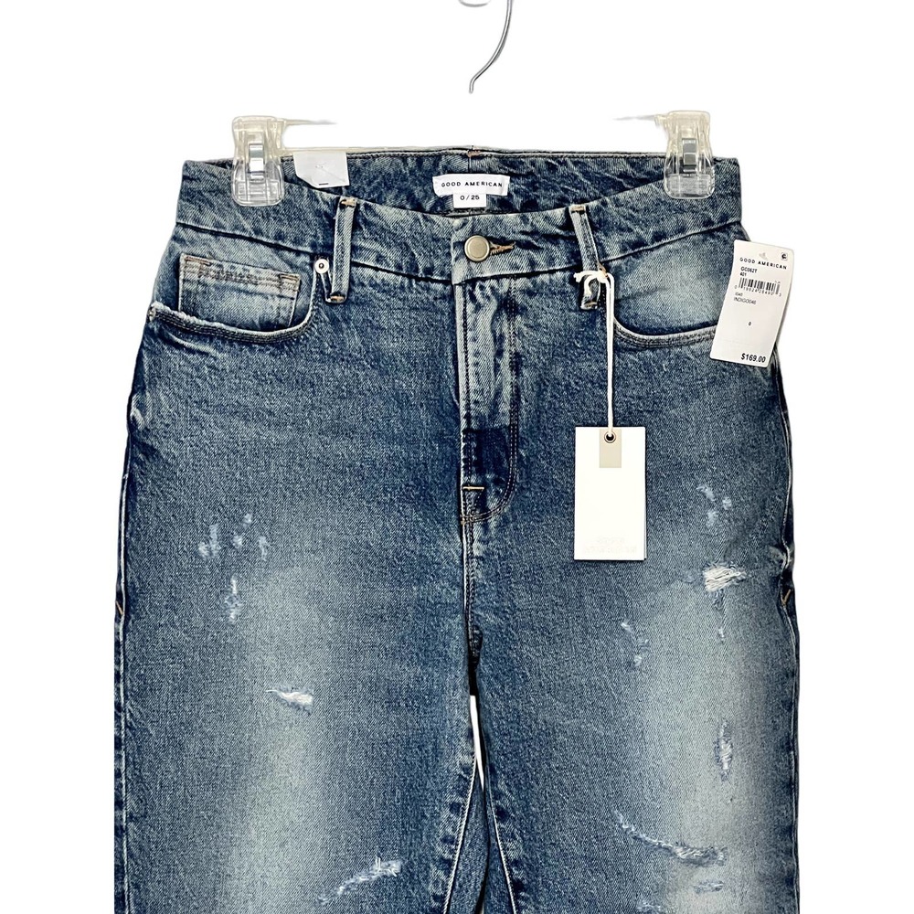 NWT Good American Classic Fit Skinny Fit High Rise Jeans Indigo Womens Size 0/25 - Picture 3 of 10